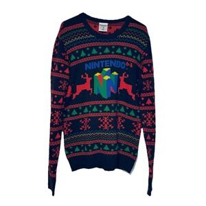 Nintendo 64 Men's Sweater Crew Neck Ugly Christmas Fair Isle Graphic Print Small